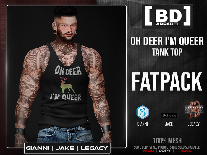 [BD] Oh Deer Im Queer Tank Top  FATPACK