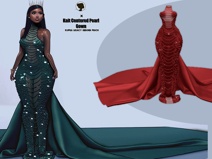 {ABC} Kait Centered Pearl Gown Red