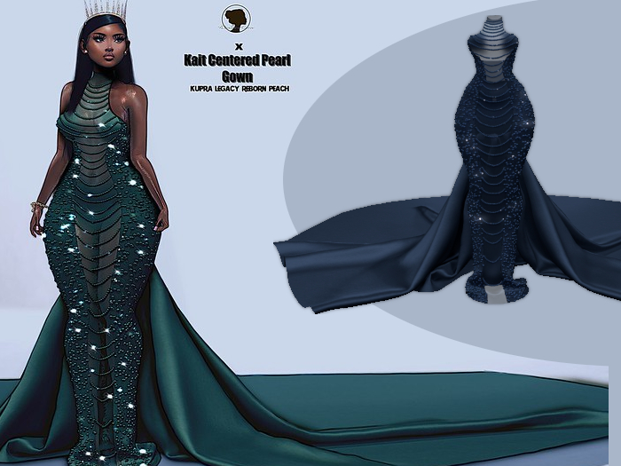 {ABC} Kait Centered Pearl Gown Navy