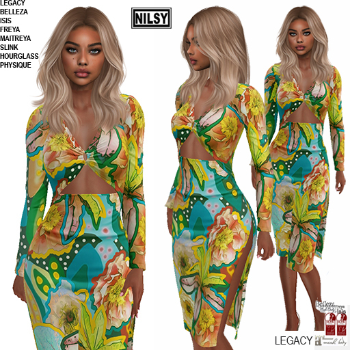 OPEN FRONT TROPIC DRESS,MESH BODY