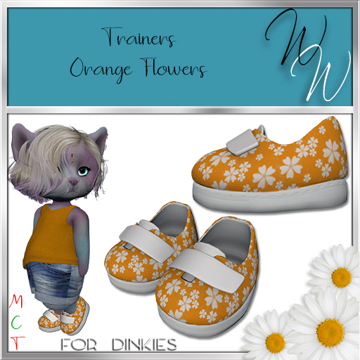 Orange Flower Velcro Trainers