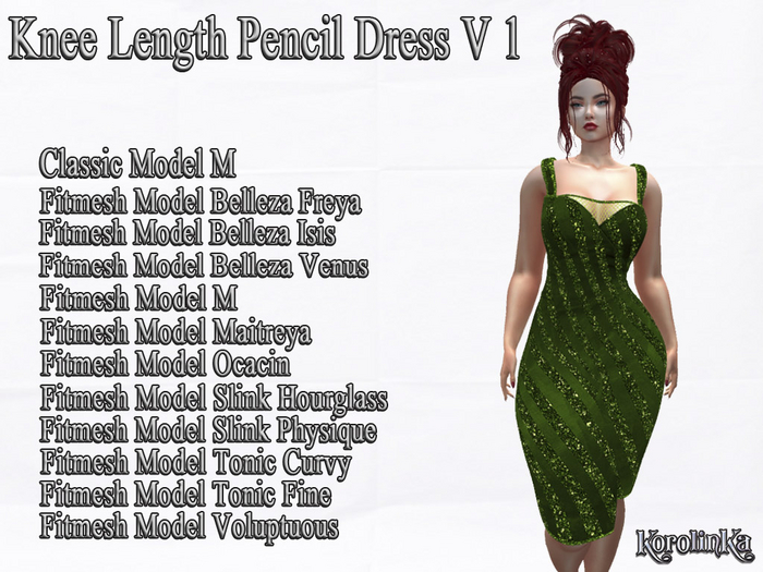Knee Length Pencil Dress V 1