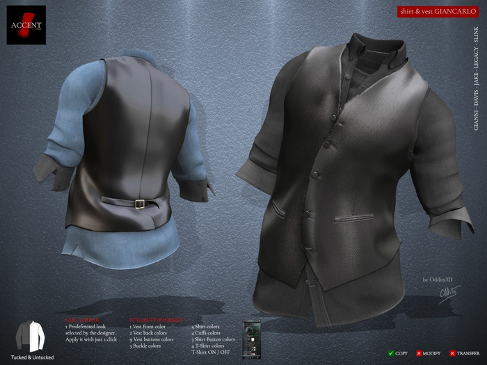 Accent - Shirt&Vest -Giancarlo- Ebony