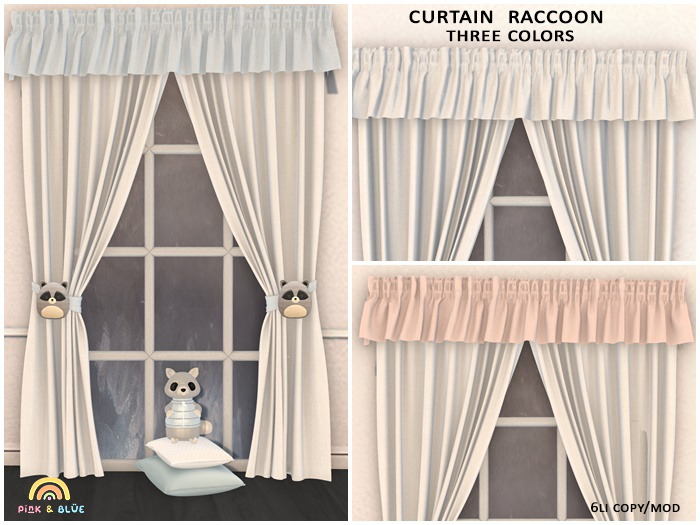 (Pink & Blue)Curtain Raccoon Three colors
