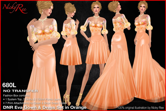 *DNR* Eva Gown & Dress Set in Orange