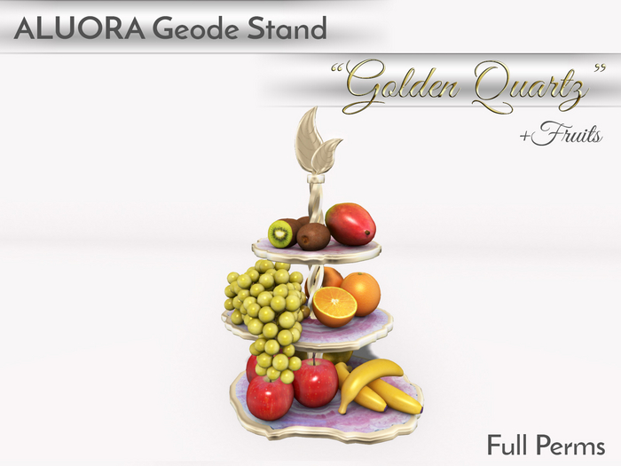 ALUORA Geode Stand & Fruits "Golden Quartz" - Full Perms