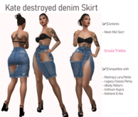 6842 Kate destroyed denim Skirt