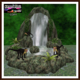 Jungle - Monkeys Playing on Waterfall
