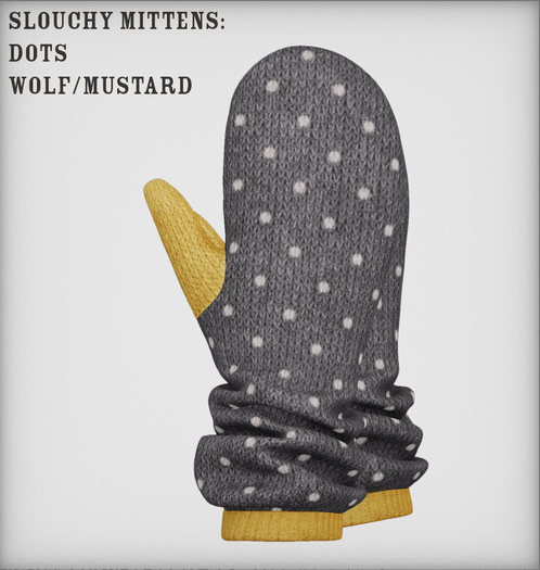 friday - Slouchy Mittens (Dots Wolf/Mustard)