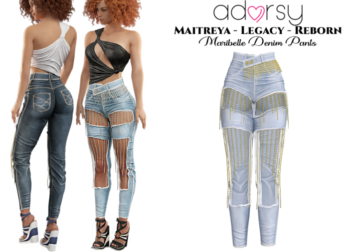 adorsy - Maribelle Denim Pants Faded - Maitreya/Legacy/Lara Petite/Reborn