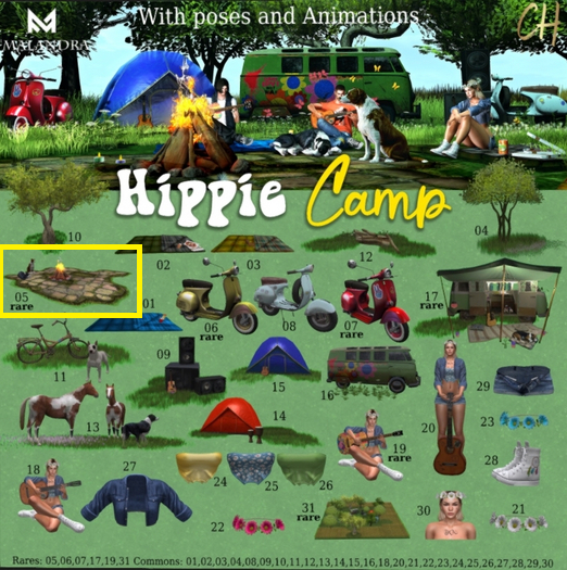 05 RARE - Hippie Camp -Dogs & Fire on/off