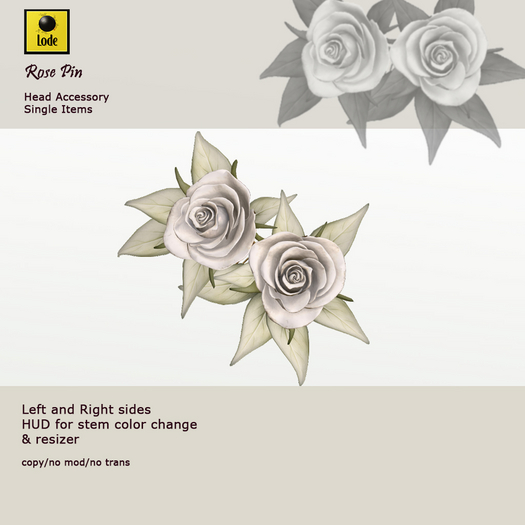 *LODE* Head Accessory - Rose Pin [white]