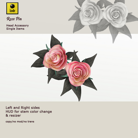 *LODE* Head Accessory - Rose Pin [rosy]