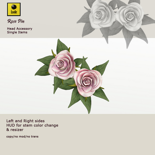 *LODE* Head Accessory - Rose pin [light pink]
