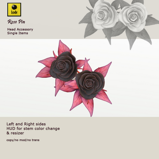 *LODE* Head Accessory - Rose Pin [black]
