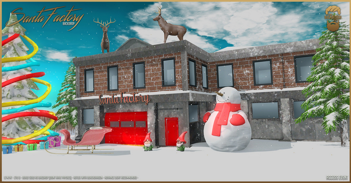Santa Factory Backdrop - The Bearded Guy