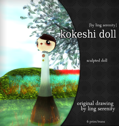Kokeshi Blue big Doll by Ling Serenity