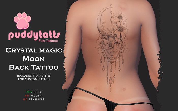 PuddyTatts - Crystal Magic Moon Back Tattoo (Add Me)