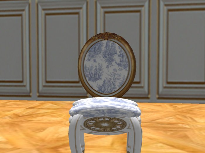 Pompador Writing Chair Blue Toile