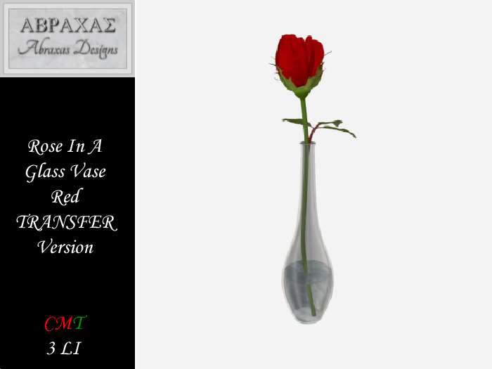 Rose In A Glass Vase - TRANS - Red