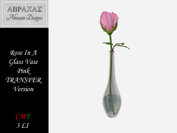Rose In A Glass Vase - TRANS - Pink