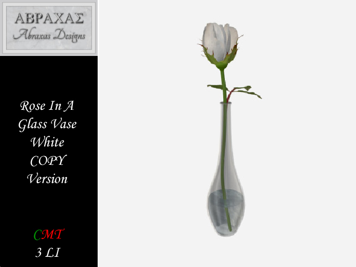 Rose In A Glass Vase - COPY - White