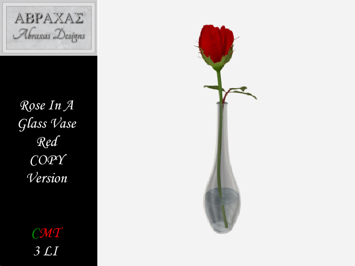 Rose In A Glass Vase - COPY - Red