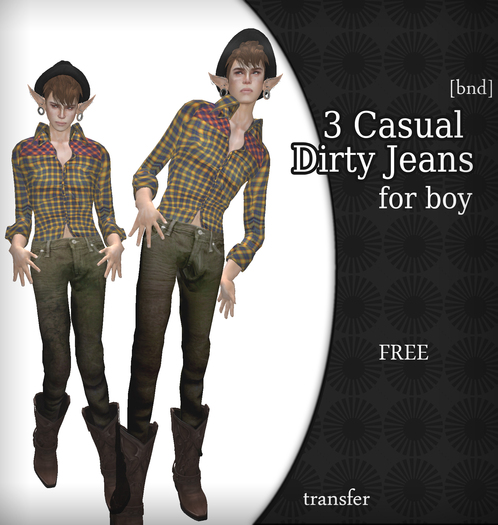 3 Casual Dirty Jeans !Free!