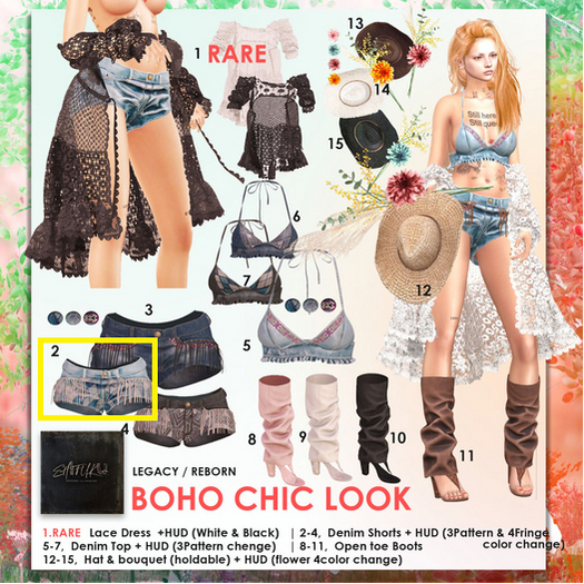 2.[SHIFUKU] Boho chic Denim Shorts / lt Blue / Legacy