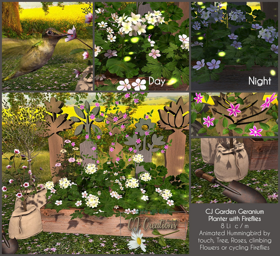 CJ Garden Geranium Planter with Fireflies