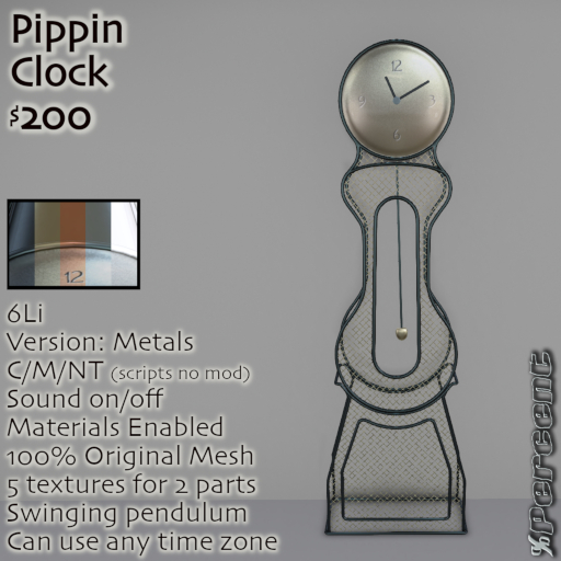 % Pippin Clock (metals) *MESH*