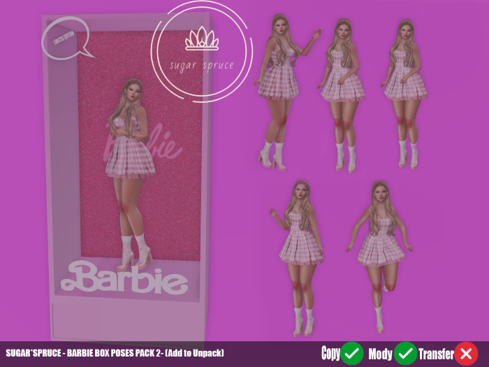 SUGAR*SPRUCE - BARBIE BOX POSES PACK 2 - (Add to Unpack)