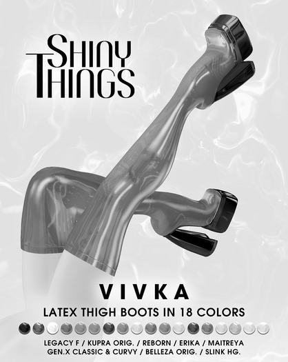 Shiny Things - DEMO - Vivka Latex Thigh Boots