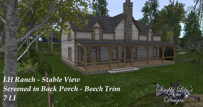 LH Ranch - Stable View/Stable Ridge Screen Enclosure for Back Porch - Beech Trim