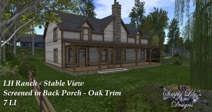 LH Ranch - Stable View/Stable Ridge Screen Enclosure for Back Porch - Oak Trim