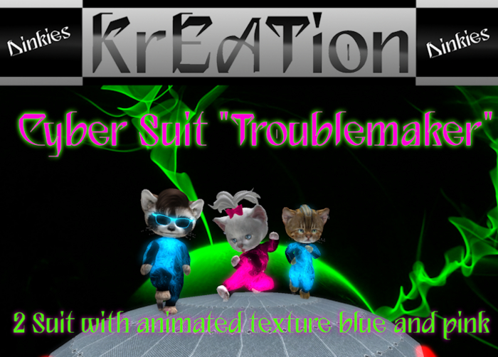 ## KrEATion ##  Cyber Suit  "Troublemaker" for Dinkies Kitty (fully animated!) [Promo]