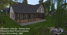 LH Ranch - Grizzly Point/Grizzly Pass Screen Back Porch - Walnut Trim ~SLD MESH~