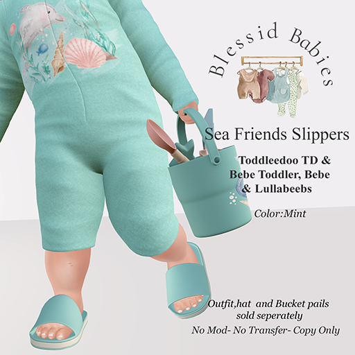 BlessidBabies Sea Friends Slippers MINT (Add)