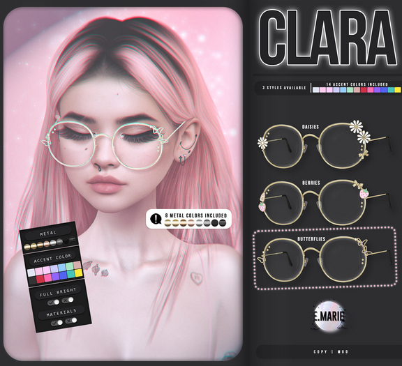e.marie // clara glasses : butterflies