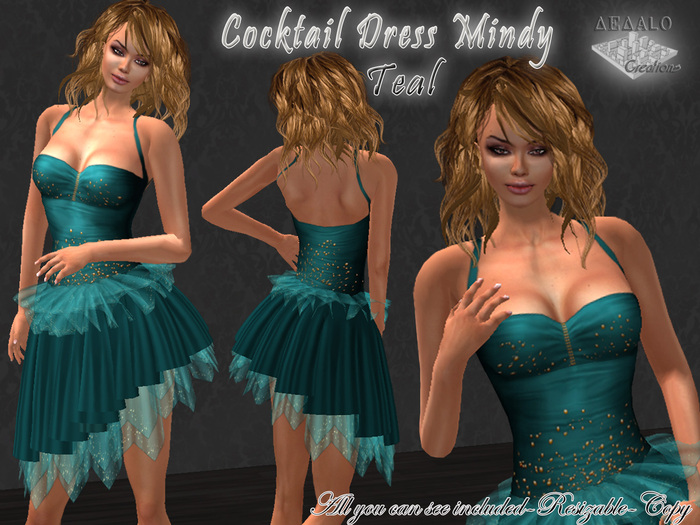 Cocktail Dress Mindy - Teal * SPECIAL PRICE New Dedalo Creations Promo * 