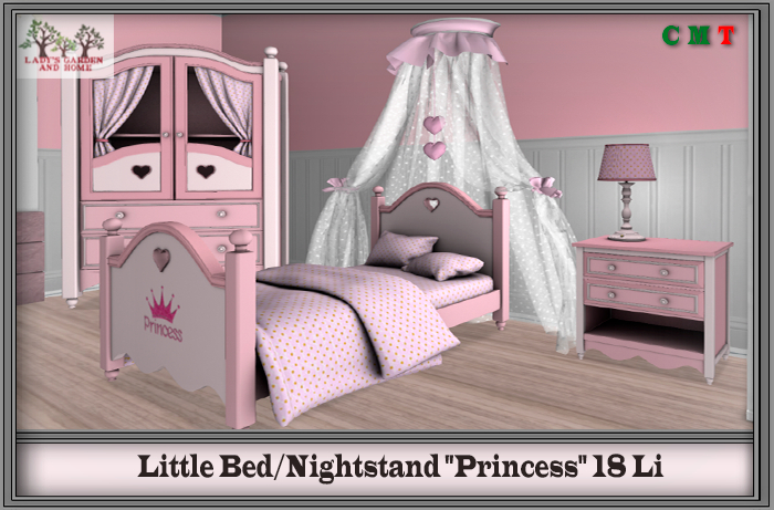 Lady's Garden - Little Bed / Nightstand "Princess" 18 Li