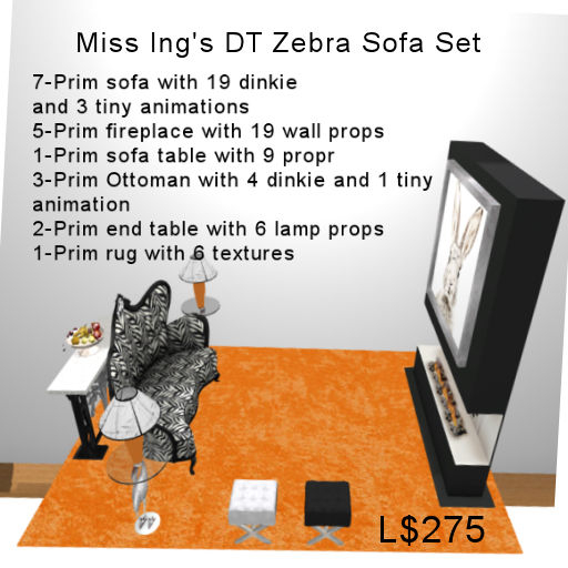 Miss Ing's DT Zebra Sofa Set