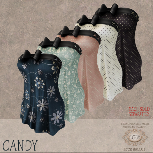.:Ecce Bellus:. Candy Dress - MESH BODIES/Classic Avatar