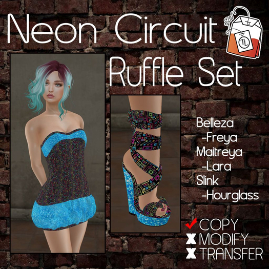 ~TL~ Neon Circuit Ruffle Set