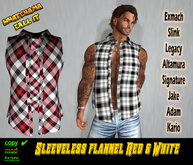 Red & White Sleeveless Flannel Hud