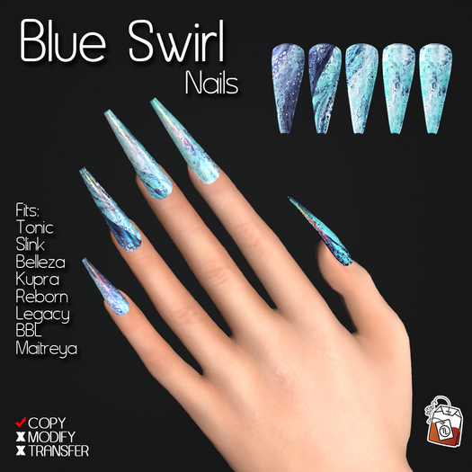~TL~ Blue Swirl Iridescent Nails