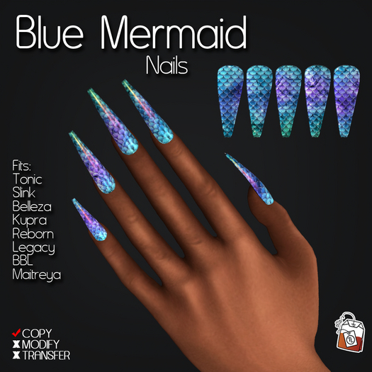 ~TL~ Blue Mermaid Iridescent Nails