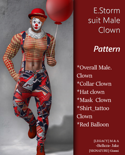 E.Storm suit Male. Clown Pattern