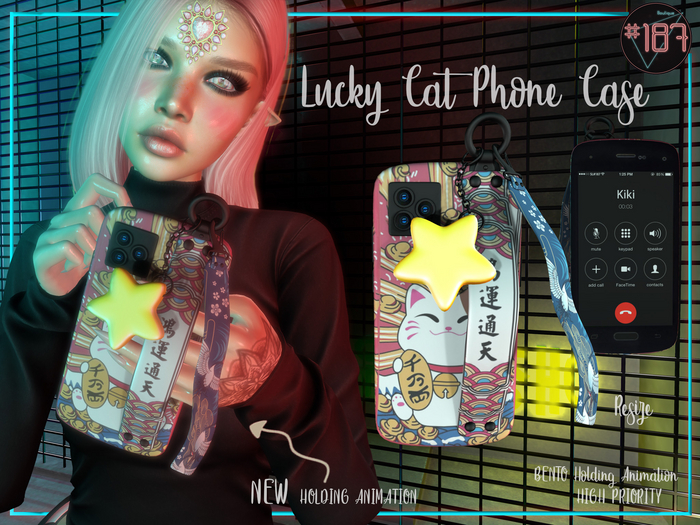 #187# Lucky Cat Phone Case *Holding*