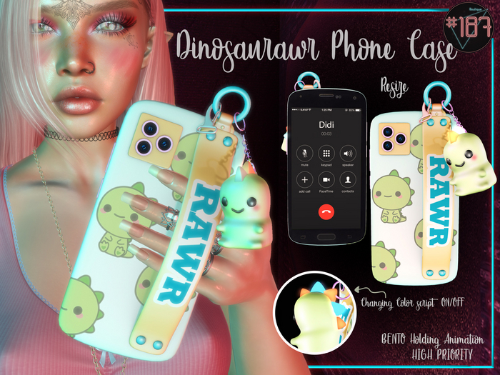 #187# Dinosaurawr Phone Case *Holding*